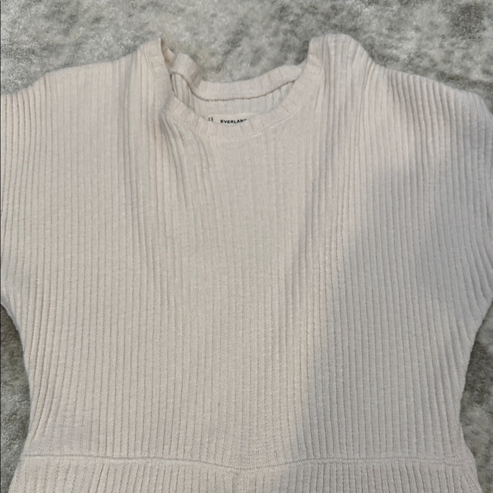 Everlane Elegant Cream Ribbed Dress size large like new! Never worn! - Picture 5 of 6